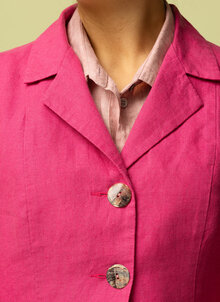 Cerise rosa kort kavaj i linne. Linnekavaj dam. Kandus K&US rosa linneskjorta och linnekäder