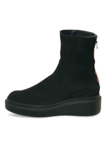 Arche skor Suzino svarta, noir boots med hög skön sula i naturlatex. Blixtlås bak på brunt tygband. Kandus