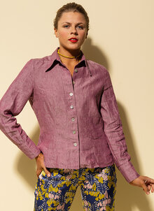 Rosa melerad klassisk linneskjorta. K&US hållbart mode