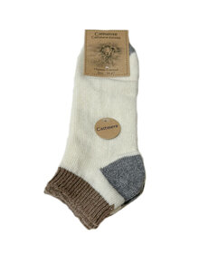 Vita ullsockor, ankelsocka, footie med kashmir. Brun mudd. Två-pack ankelstrumpa ull. Clemente, K&US kandus