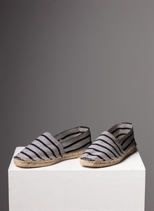 Espadrillos tyg randig marin,sand fram