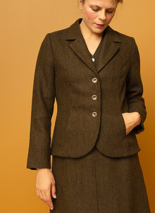 Olivgrön, grön figursydd ullkavaj Kavaj fiskbensvävd, Tweed. K&US klassisk tidlös stil