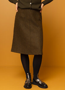 Juliette-kjol-Tweed-morkgron-oliv-1