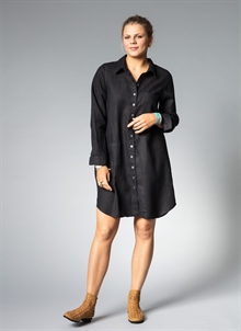 Lång svart linneskjorta, storskjorta, skjortklänning. K&US