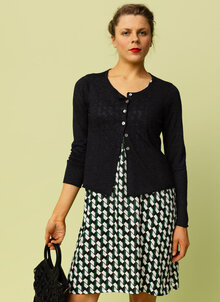 Svart, grå, nätt hampakofta. Rundhalsad tunn kofta i ekologisk hampa. K&US hampakläder