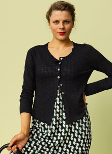 Svart, grå, nätt hampakofta. Rundhalsad tunn kofta i ekologisk hampa. K&US hampakläder