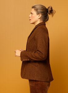Brun Tweedkavaj, ullkavaj dam. Klassisk, tidlös kavaj i ull. K&US Kandus damkläder södermalm